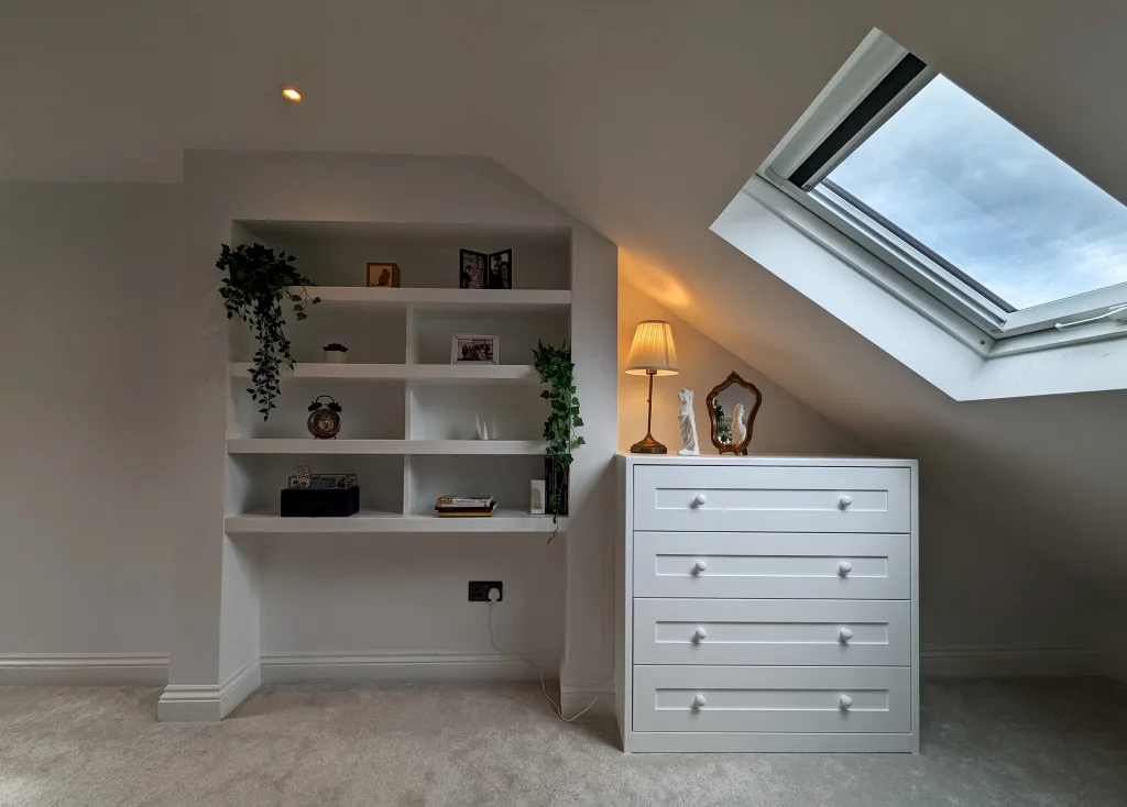 alcove shelves built in loft