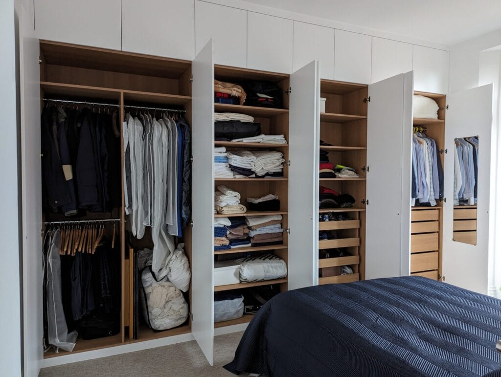 Wardrobe interiors in a bedroom London
