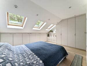 modern loft bedroom cabinets, drawers and wardrobes whole room